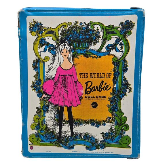 Vintage Mattel 1968 The World Of Barbie Blue Green White Fashion Doll Case #1002 - Picture 1 of 16
